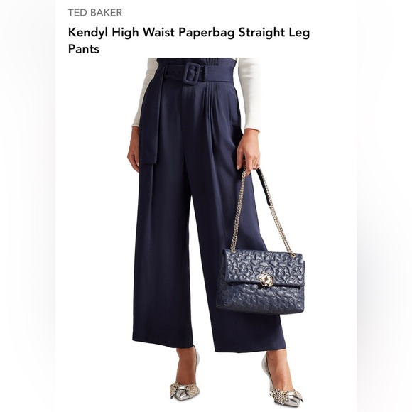 Ted Baker Kendyl High Waist Paperbag Straight Leg Pants NWT Ted Baker Size 4 - Picture 3 of 4